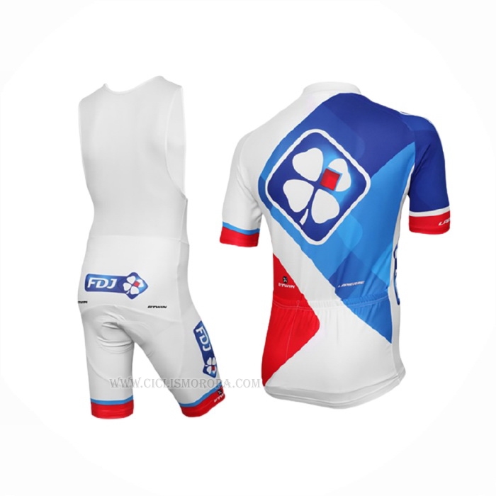 2016 Ropa Ciclismo FDJ Blanco Rojo Mangas Corta y Culotte Corto